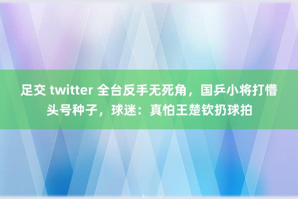 足交 twitter 全台反手无死角，国乒小将打懵头号种子，球迷：真怕王楚钦扔球拍