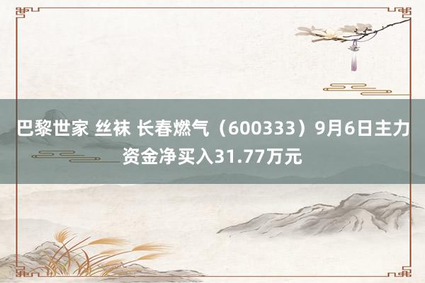 巴黎世家 丝袜 长春燃气（600333）9月6日主力资金净买入31.77万元