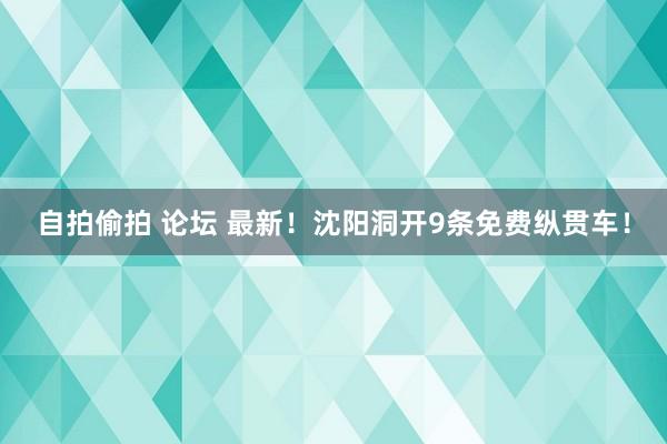 自拍偷拍 论坛 最新！沈阳洞开9条免费纵贯车！