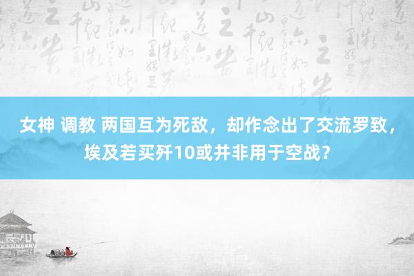 女神 调教 两国互为死敌，却作念出了交流罗致，埃及若买歼10或并非用于空战？