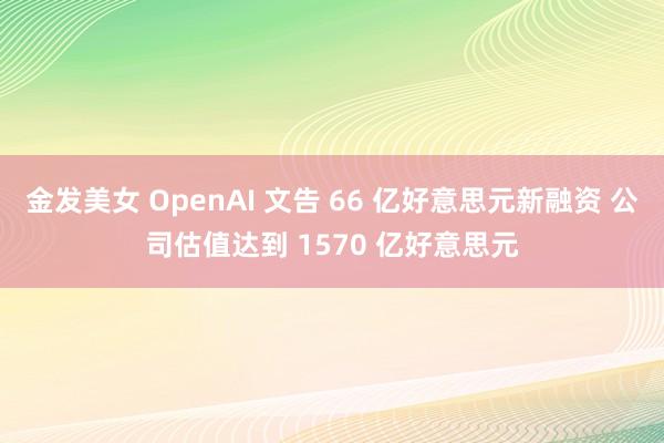 金发美女 OpenAI 文告 66 亿好意思元新融资 公司估值达到 1570 亿好意思元