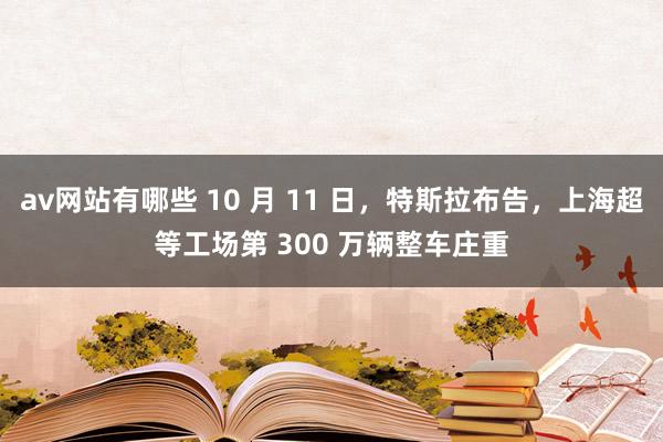 av网站有哪些 10 月 11 日，特斯拉布告，上海超等工场第 300 万辆整车庄重