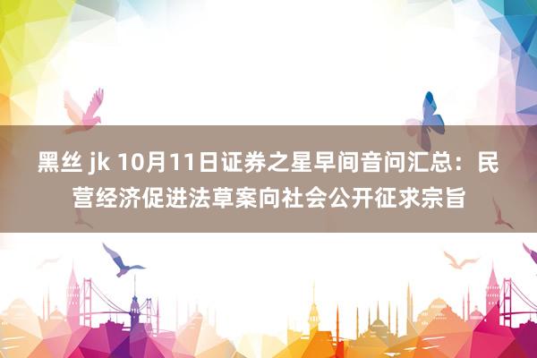 黑丝 jk 10月11日证券之星早间音问汇总：民营经济促进法草案向社会公开征求宗旨