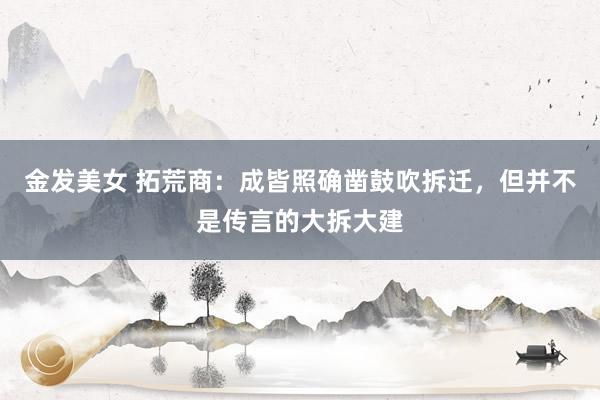 金发美女 拓荒商：成皆照确凿鼓吹拆迁，但并不是传言的大拆大建