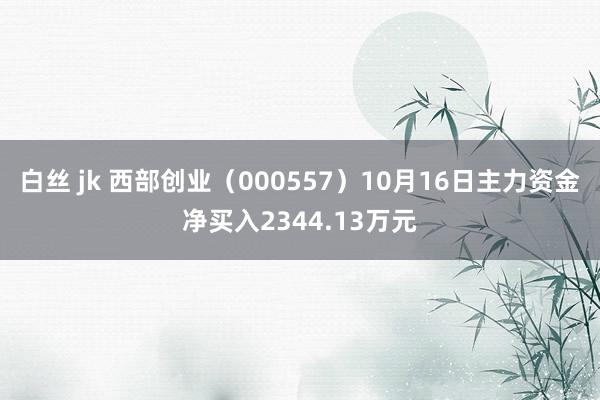 白丝 jk 西部创业（000557）10月16日主力资金净买入2344.13万元