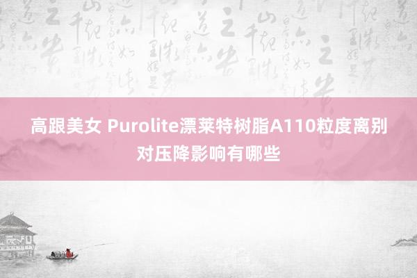 高跟美女 Purolite漂莱特树脂A110粒度离别对压降影响有哪些