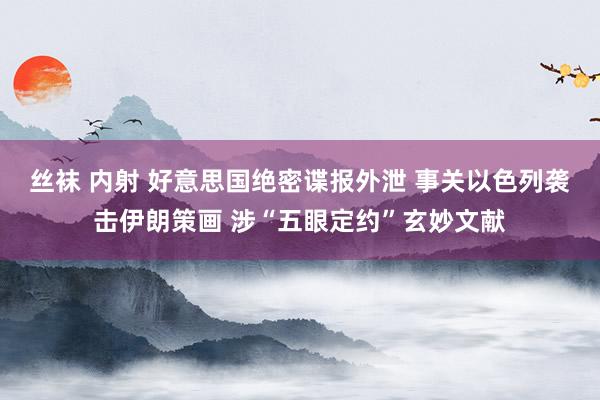 丝袜 内射 好意思国绝密谍报外泄 事关以色列袭击伊朗策画 涉“五眼定约”玄妙文献