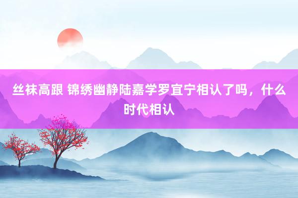 丝袜高跟 锦绣幽静陆嘉学罗宜宁相认了吗，什么时代相认