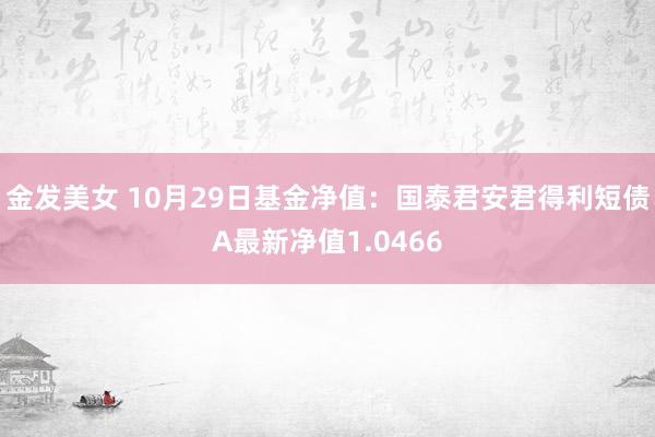 金发美女 10月29日基金净值：国泰君安君得利短债A最新净值1.0466