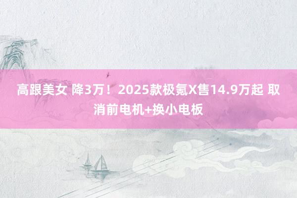 高跟美女 降3万！2025款极氪X售14.9万起 取消前电机+换小电板