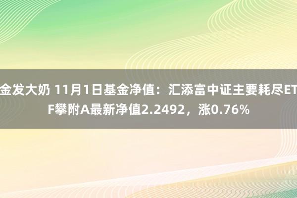 金发大奶 11月1日基金净值：汇添富中证主要耗尽ETF攀附A最新净值2.2492，涨0.76%