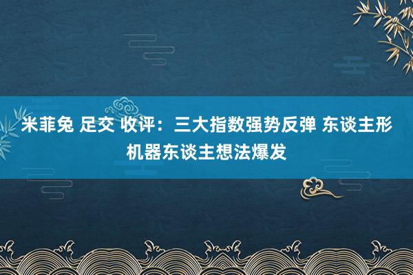 米菲兔 足交 收评：三大指数强势反弹 东谈主形机器东谈主想法爆发