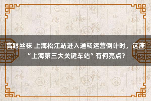 高跟丝袜 上海松江站进入通畅运营倒计时，这座“上海第三大关键车站”有何亮点？