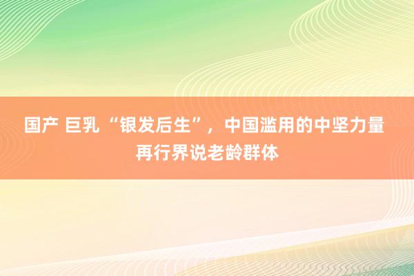 国产 巨乳 “银发后生”，中国滥用的中坚力量 再行界说老龄群体