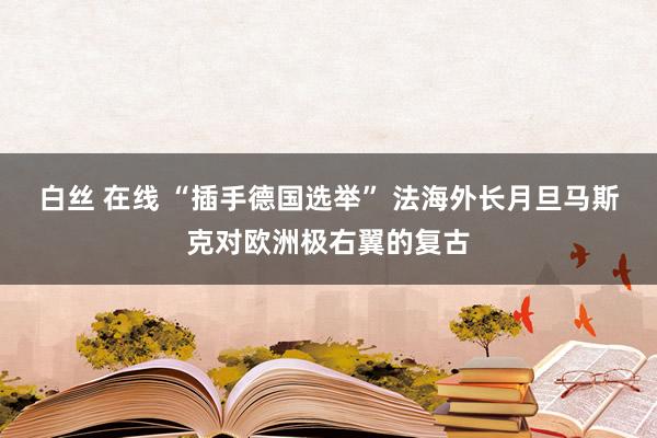 白丝 在线 “插手德国选举” 法海外长月旦马斯克对欧洲极右翼的复古