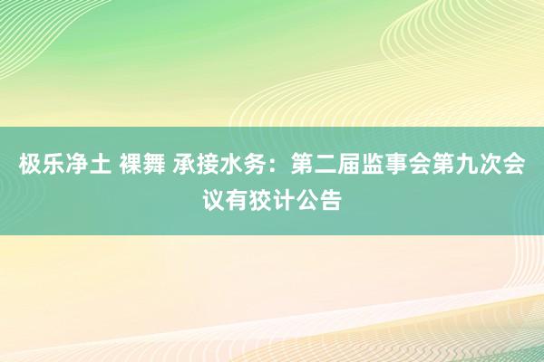 极乐净土 裸舞 承接水务：第二届监事会第九次会议有狡计公告