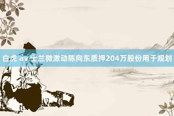 白虎 av 士兰微激动陈向东质押204万股份用于规划